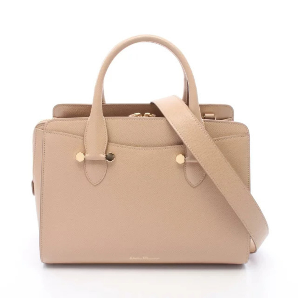 Salvatore Ferragamo TODAY Handbag Leather Beige Cream